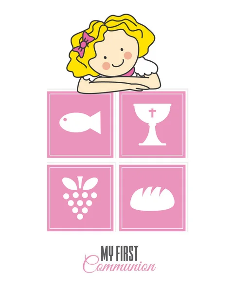 My first communion girl — Stock Vector