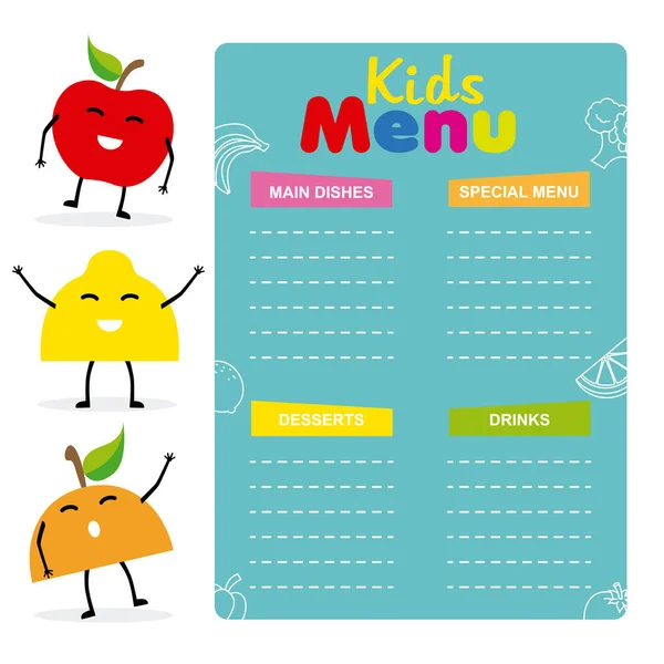 Kids menu vector template — Stock Vector
