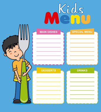 çocuk menüsü vektör şablonu