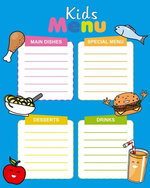 Carte menu enfants — Image vectorielle