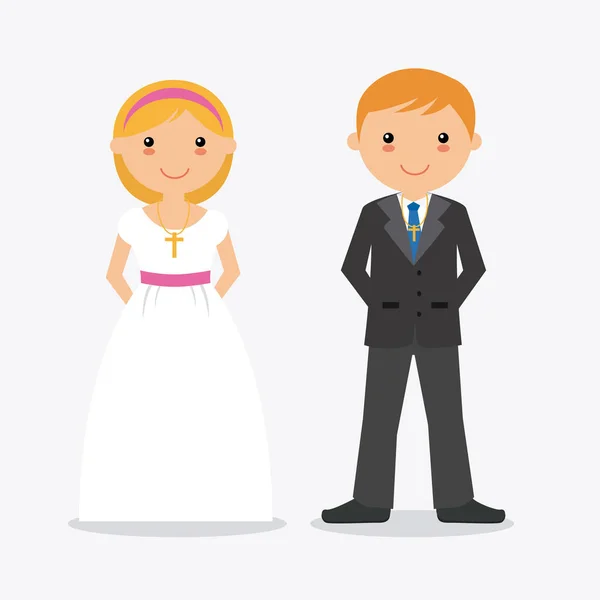 Boy and girl in communion suit — Stock Vector