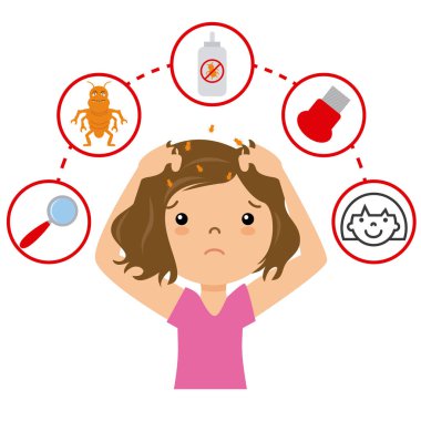 Girl with lice clipart