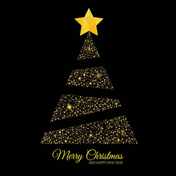 Kartki świąteczne złoto drzewo — Wektor stockowy