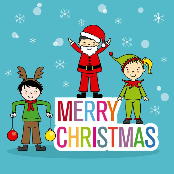 เด็ก ๆ ปลอมตัว การ์ดคริสต์มาส — ภาพเวกเตอร์สต็อก