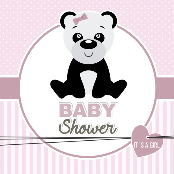 Baby Shower Girl Panda Mignon — Image vectorielle