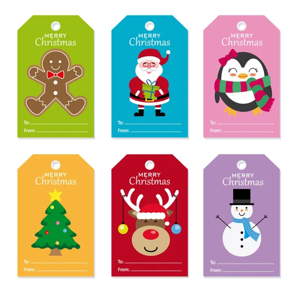 Cute Christmas Tags Set — Stock Vector