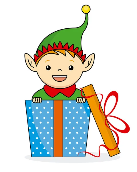 Elf Belsejében Egy Ajándékcsomagot Elszigetelt Vektor — Stock Vector