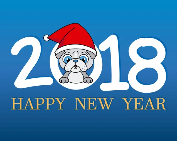 Feliz Ano Novo 2018 Com Cachorro — Vetor de Stock