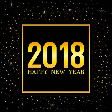 mutlu yeni yıl 2018. Altın harfler ve yıldız
