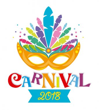 Karnaval poster. Eşarplı renkli maskesi