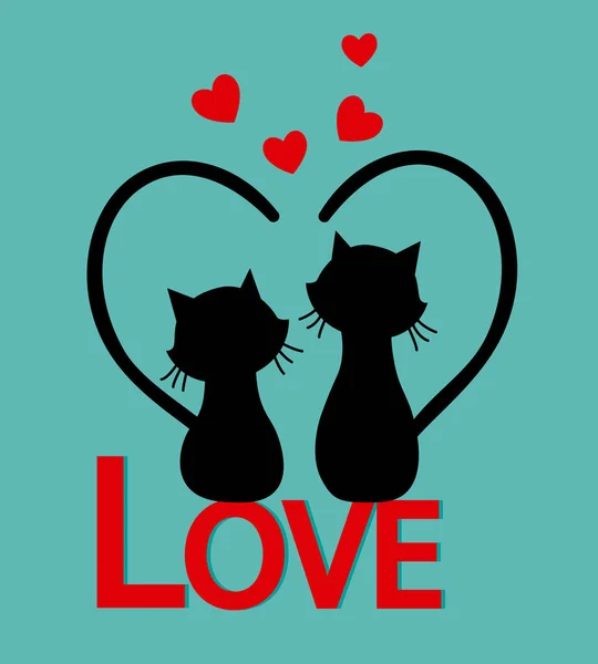 Gatos Enamorados Encima Las Letras Amor — Archivo Imágenes Vectoriales