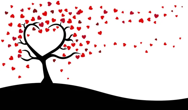 Tree Love Red Hearts White Background Vector — Stock Vector