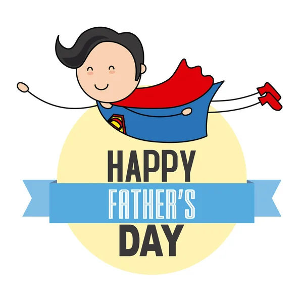 Ευτυχισμένος Πατέρες Ημέρα Πατέρας Που Μεταμφιέζεται Ένας Ήρωας — Διανυσματικό Αρχείο