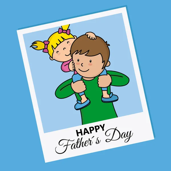 Happy Fathers Day Photo Father Daughter Sitting His Shoulders — Stock Vector