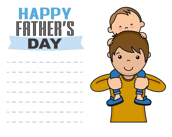 Happy Fathers Day Child Shoulders Dad Space Text — Stock Vector