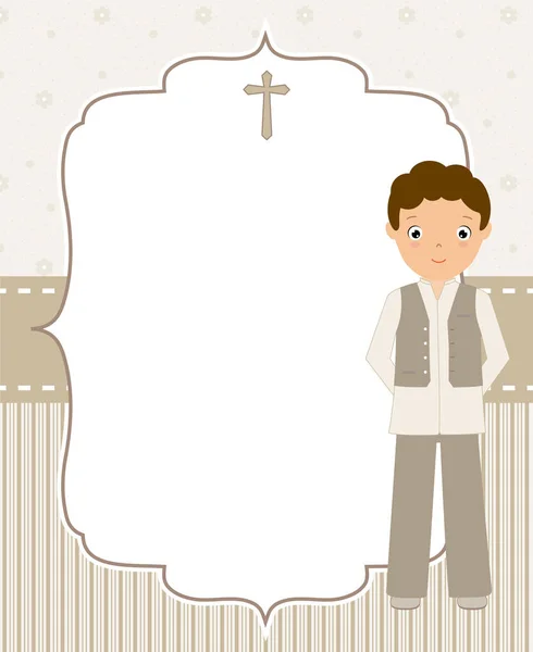 First Communion Boy Space Text — Stock Vector