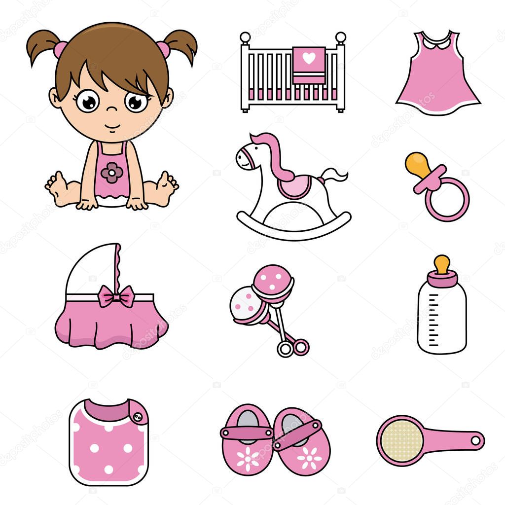 vectores de accesorios y juguetes para bebés recién nacidos