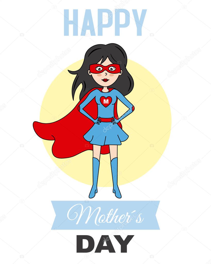 happy mothers day. mother dressed as a hero