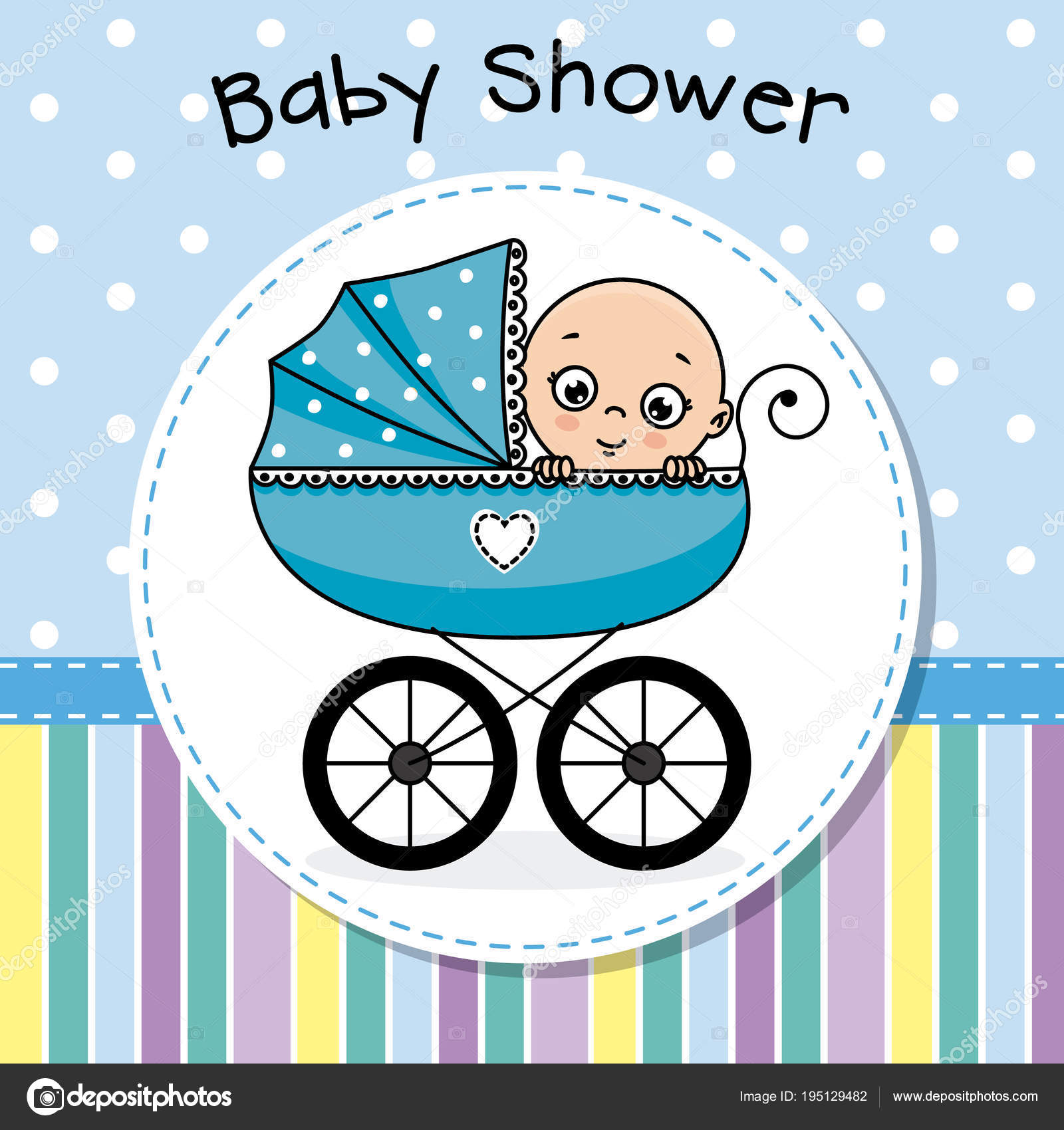 Baby Shower Baby Boy Baby Carriage Stock Vector Baby Shower Baby Boy Baby Carriage Stock Vector