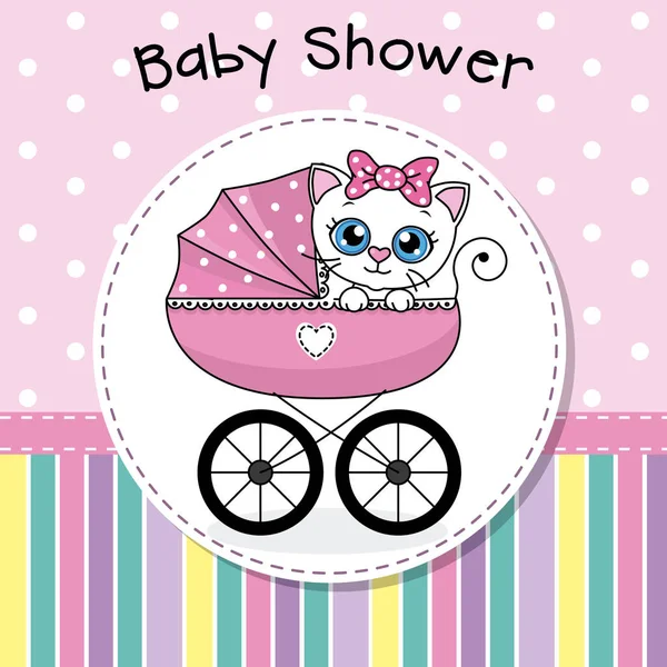Baby Shower Bébé Fille Intérieur Bébé Chariot — Image vectorielle
