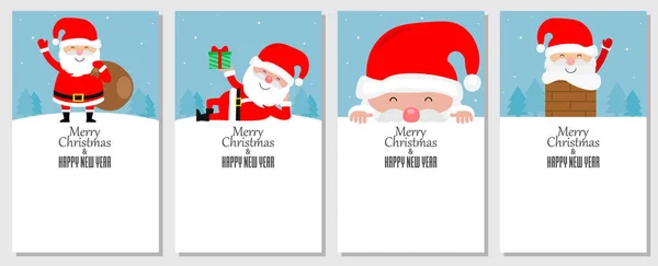 Christmas Card Set Merry Christmas Happy New Year Greeting Cute — Stock Vector