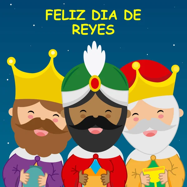 Card Three Wise Men Spanish Text Three Wise Men — Stock Vector