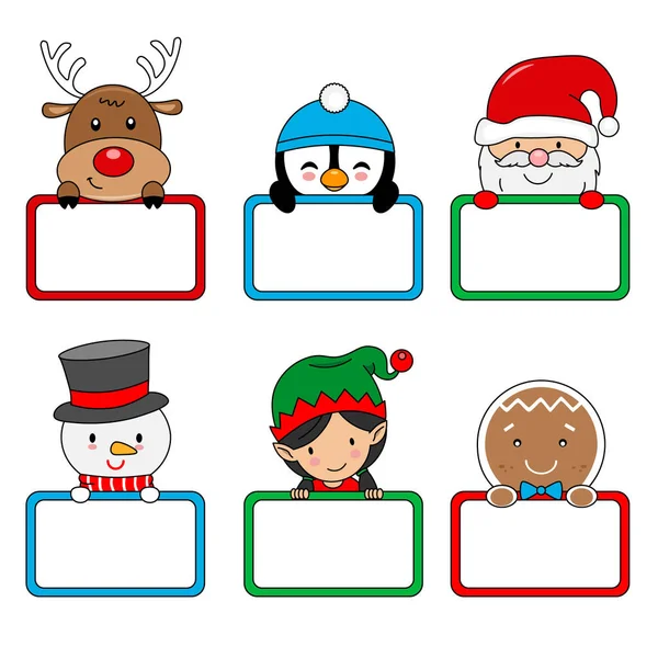 Feliz Conjunto Etiquetas Navidad — Vector de stock