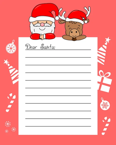 Lettera Babbo Natale Renna Babbo Natale Con Spazio Testo — Vettoriale Stock