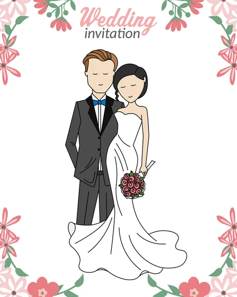 Carte Mariage Mariée Marié — Image vectorielle