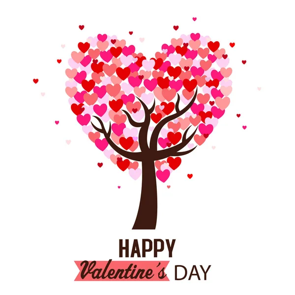 Happy Valentines Day Card Tree Hearts — 스톡 벡터