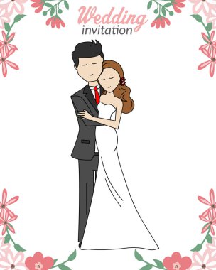 Düğün kartı. Gelin ve damat