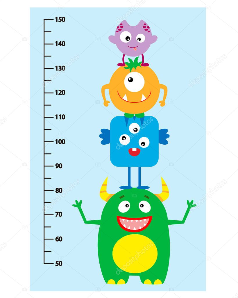 Funny monsters. Wall meter for children.