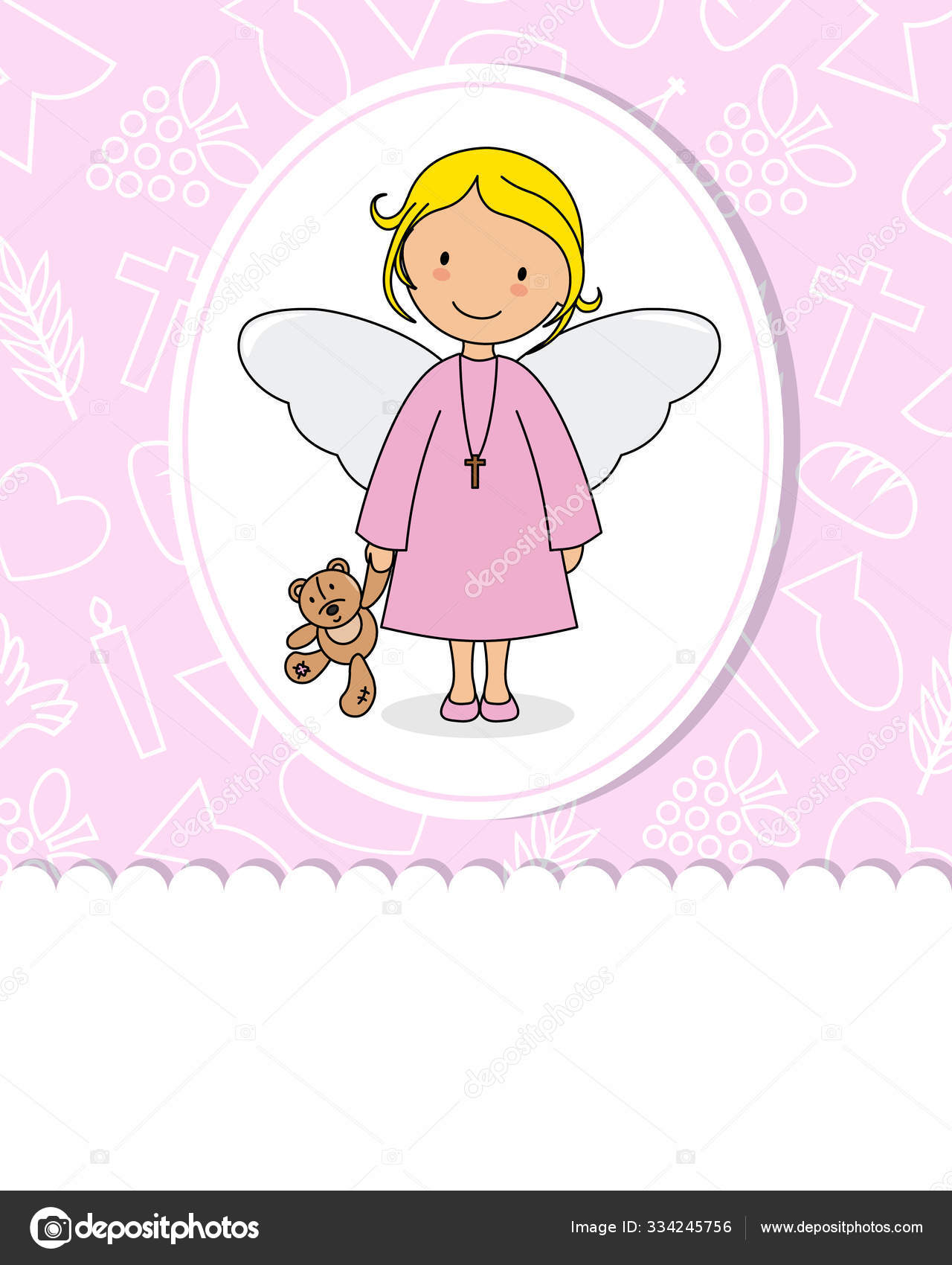 Tarjeta Primera Comunión Angel Chica Con Osito Peluche vector, gráfico  vectorial © sbego imagen #334245756