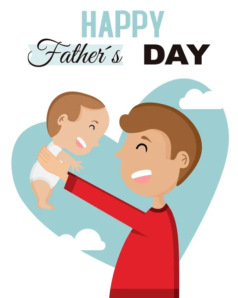 Carte Jour Des Pères Pape Tenant Son Bébé Dans Ses — Image vectorielle