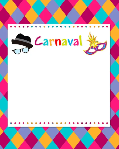 Carnavalsspandoek Frame Met Ruimte Voor Tekst Accessoires Voor Carnaval — Stockvector