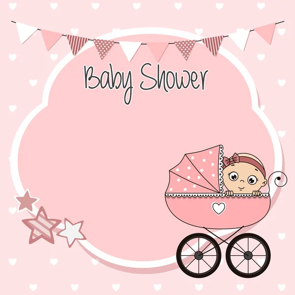 Baby Shower Card Baby Your Cart Frame Space Text — Stock Vector