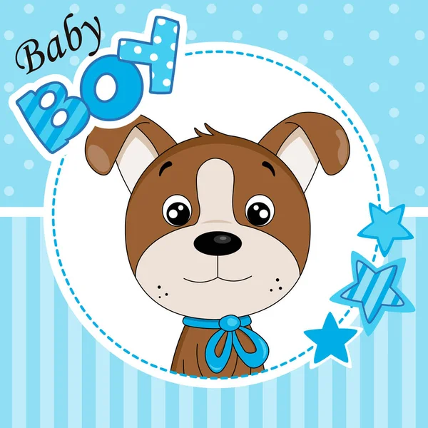 Bebé Niño Ducha Card Cute Perro — Vector de stock