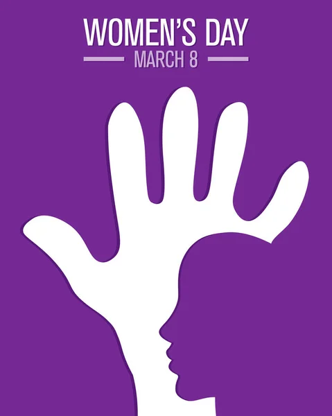Happy Women Day Woman Face Silhouette Palm — Stock Vector