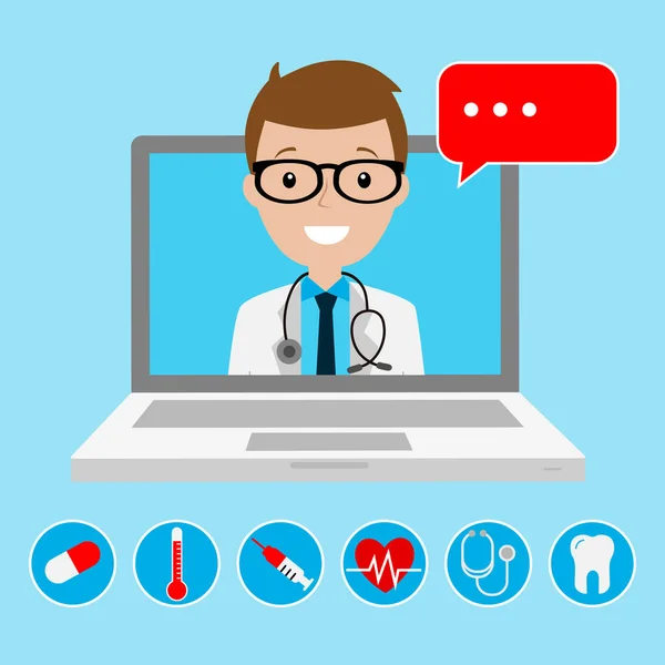 Online Tıbbi Danışma Destek Online Doktor — Stok Vektör