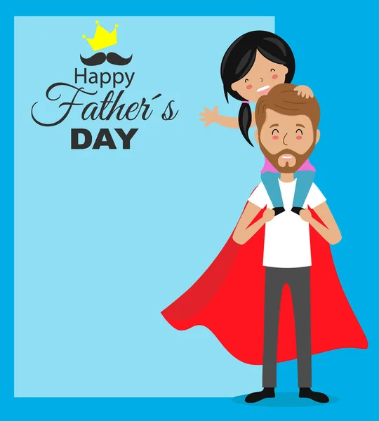 Carte Jour Des Pères Fille Sur Dessus Père — Image vectorielle