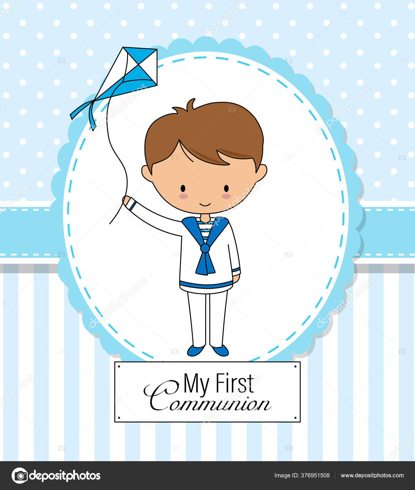 Primeira Carta Comunhão Menino Com Papagaio Vetor de ©sbego 376951508, image size:1440x1700