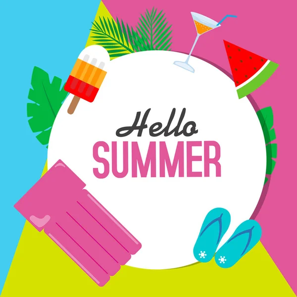 Hello Summer Flat Icon Vector Illustration Design Graphic — Stock Vector