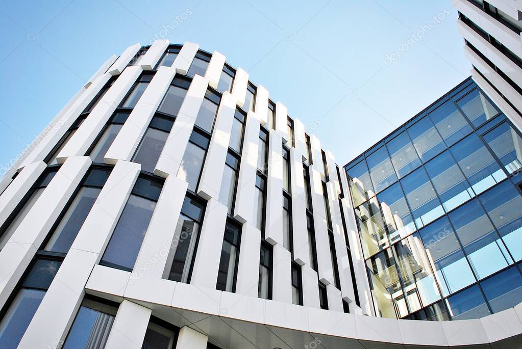 Modern building. Modern office building with facade of glass.