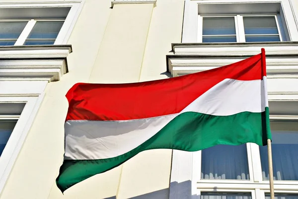 Ungarische Flagge auf dem Mast — Stockfoto