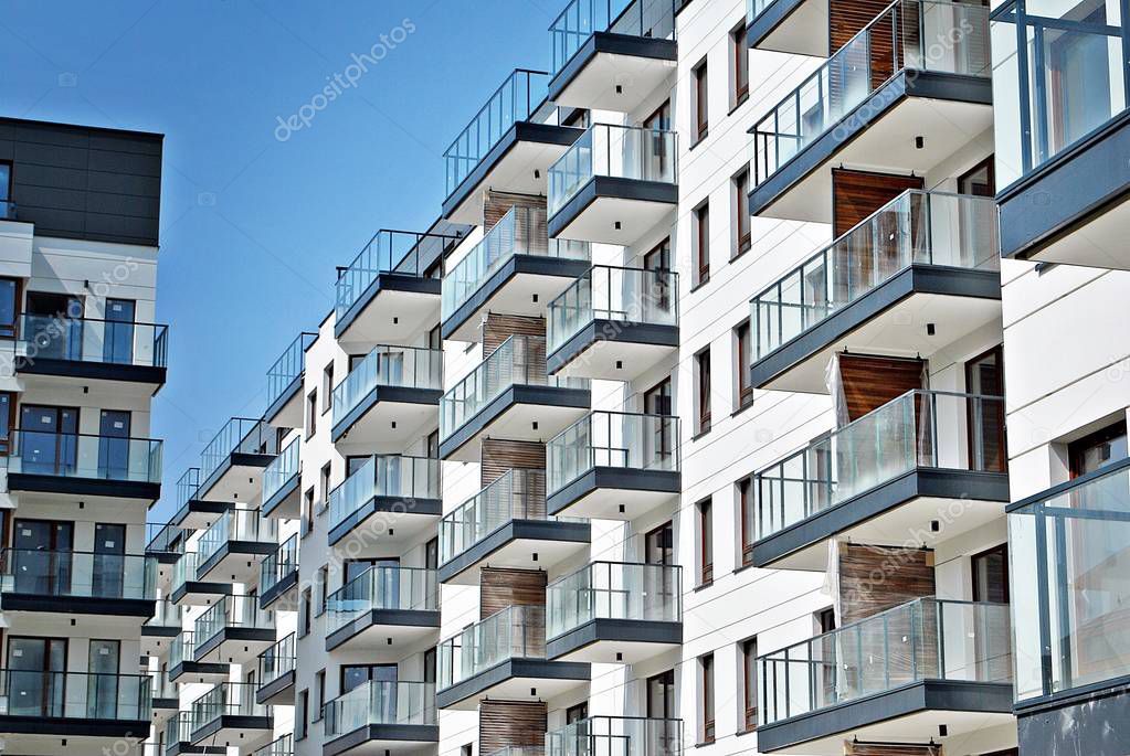 Modern apartment buildings exteriors