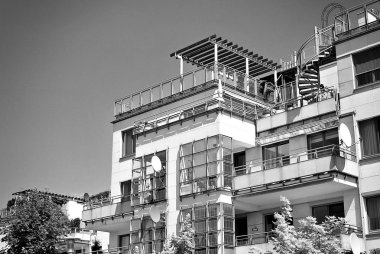 Modern, lüks apartman. Siyah ve beyaz