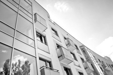 Modern, lüks apartman. Siyah ve beyaz