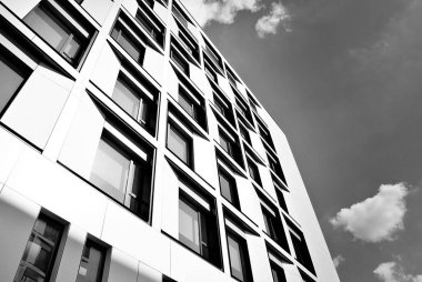 Modern iş ofis binası dış. Siyah ve beyaz