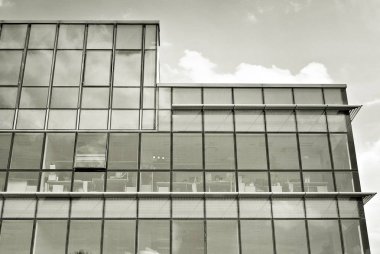  Modern iş ofis binası dış. Siyah ve beyaz