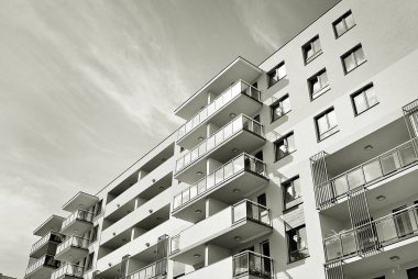 Modern, lüks apartman. Siyah ve beyaz